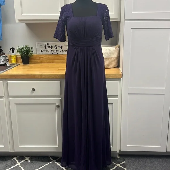ever pretty purple bridesmaid dresses EVERPRETTY Elegant Chiffon Lace Deep Purple Bridesmaid Dress, Summer Wedding Guest Outfit, Mother's Day Bride's Mother Dress Party